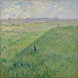 geometrical landscape with grass and cones, monet
