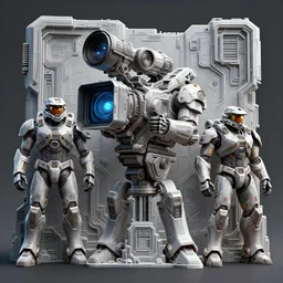 3 d sculpt of scifi digital movie camera 3 d fractal industrial building facade, maschinen krieger, starcraft, halo, star wars, ilm, star citizen halo, mass effect, high tech industrial, artstation unreal