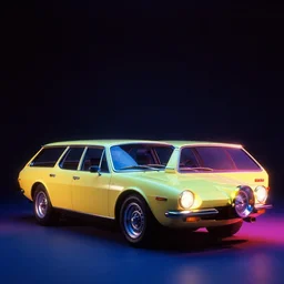 designed by giorgetto giugiaro stylized poser of a single 1 9 7 5 station wagon shooting brake de tomaso pantera, neon, ektachrome photograph, volumetric lighting, f 8 aperture, cinematic eastman 5 3 8 4 film