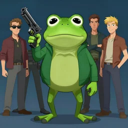 a frog mafia boss holding gun. nuri iyem, james gurney, james jean, greg rutkowski, anato finnstark. 5 0 mm