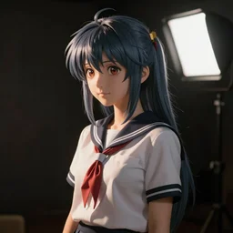 Lum from Urusei Yatsura as a real person, studio lighting