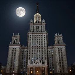slavic architecture style megatower, moonlit night, extremely hyperdetailed symmetrical, intricate 8 k, hdr, unreal engine 5, chiaroscuro, sharp focus, trending on artstation, by jeremy lipking and ferdinand knab and artgerm