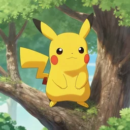 photo of pikachu in a tree