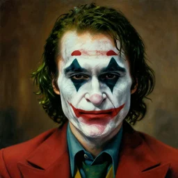 michael keaton as the joker. at night, upper torso, beautiful painting by norman rockwell and raymond swanland, beautiful detailed face.
