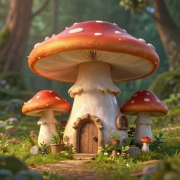 mushroom elf house, realistic, 8 k, extremely detailed, cgi, trending on artstation, hyper - realistic render, by greg rutkowski
