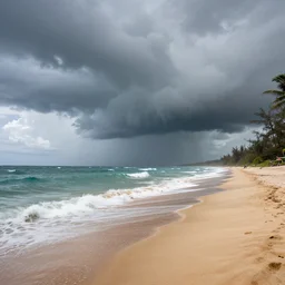 island beach during an intense hurricane, hdr, 4 k,