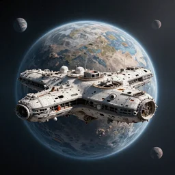 a stunning hyper realistic 3d render of a derelict spaceship on a fringe space planet, otherworldly, by Ian Gurmukh Bhasin, Michael Whelan, Paul Lehr, unreal engine, octane render, brilliantly colored, ultra wide angle, trending on artstation, HDR, polished,  ray tracing, 8k