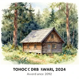 water color on paper, cabin in the woods, highly detailed, artstation, masterpiece, award - winning,