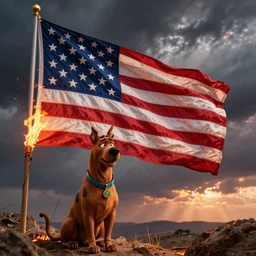 scooby doo burning the american flag, photo