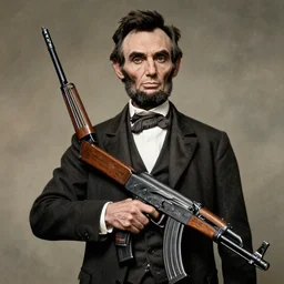 abraham lincoln holding an ak 4 7