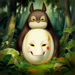 portrait of Princess Mononoke wearing mask, lush forest landscape, style of Art Nouveau, painted by tom bagshaw, proko, artgerm, norman rockwel, james gurney, denoised, sharp,
