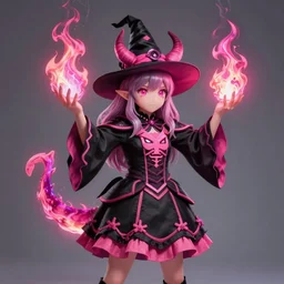 young novice witch summons burning demon serious colorful girly pink and black 4 k high definition dramatic lighting artstation trending path traced contrast light and dark colorful bokeh massive scale cinematic breathtaking by basil gogos
