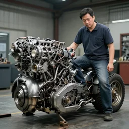 a man with engines, man and machine, mech
