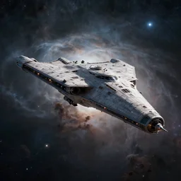 huge klingon bird - of - prey starship in a nebula, shallow depth of field, moody lighting, single point of light, 8 k, ultra realistic, octane render,