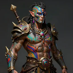hyper detailed ultra sharp tribal biomechanical warrior trance man portrait, trending on artstation, warpaint tattoo aesthetic, earthwave, colorful, psychedelic, ornate, intricate, digital painting, concept art, smooth, sharp focus, illustration, art by artgerm, edmund leighton, greg rutkowski, h. r. giger, 8 k