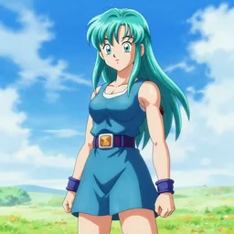 Bulma from Dragon Ball wearing a Dress
