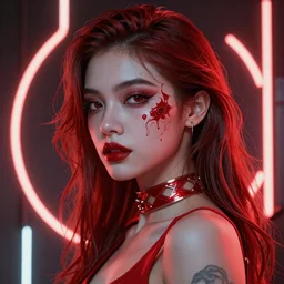 the most beautiful girl in the world, red and white neon, concept art, intricate details, highly professionally detailed, cgsociety, highly detailed -