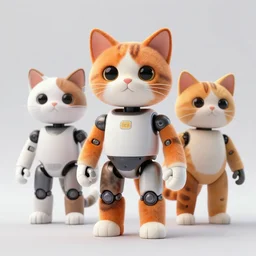 3 d rendered hyper realistic hyper detailed calico cat droid wearing an orange cat - shaped darth vader helmet, octane render, blender, 8 k