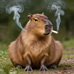 a capybara smoking a joint, digital art