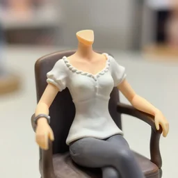 figurine of chair wearing an elegant summer blouse, personification, embodiment of concept, symbolization, official store photo, commercial photo, featured on amiami, lovecraftian, 8 k, 8 5 mm, beautiful composition, smooth curves