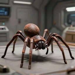 cinematic portrait of minimalistic robot spider with big body and thing legs, space station room at background, high detail, 8 k, sharp focus, movie still, dramatic lighting, ray tracing, smooth, lane brown, finnstark, oleg bulakh, diego fazio, mike dargas, emanuele dascanio, felix englund, michal karcz