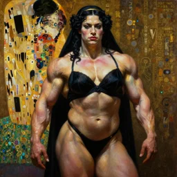highly detailed oil painting of beautiful thick muscular female bodybuilder morticia adams as adepta sororita, very intricate, cinematic lighting, award - winning, the good spirit of god, by roberto ferri, by tom bagshaw, by j. c. leyendecker and klimt, beautiful cinematic light, american romanticism, by austin osman spare, artstation, cgsociety