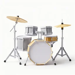 origami-style drum kit, 8k product photo, isolated on a pure white background, centered, entire object in frame, sharp focus, soft studio lighting