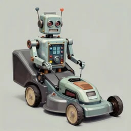 ( ( ( ( ( 1 9 5 0 s retro future android robot lawnmower. muted colors., ) ) ) ) ) by jean - baptiste monge,!!!!!!!!!!!!!!!!!!!!!!!!!