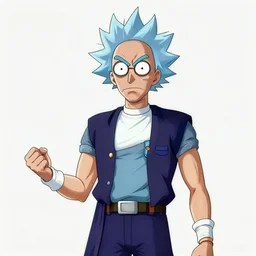 super saiyan as rick sanchez, comic drawing style, artgerm