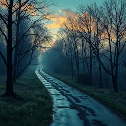 nature by camille pissarro, made of glass hyperrealism at dawn synthwave nightvision, archdaily, wallpaper, highly detailed, trending on artstation.