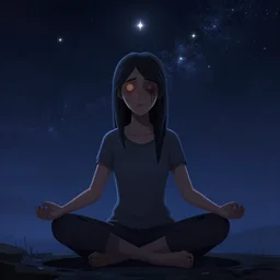 dead by daylight killer meditating, spiritual, starry sky above, character portrait, digital art