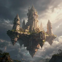 floating castles, dramatic lighting, epic, octane render, volumetric light, unreal engine, artbreeder, 8 k, background, scene, digital, artwork, high quality, 8 k
