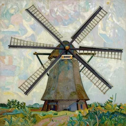 windmills in the netherlands by vincent van gogh,