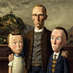 Beavis and Butthead reimagined as the American Gothic painting