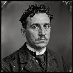 A wet-collodion portrait of a man, who has witnessed world war 3, his eyes tell an entire story.