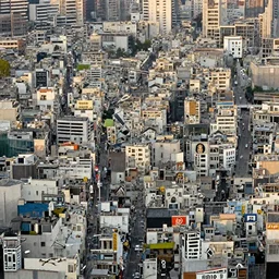 landscape view of Osaka Dotonbori at sunset in 1965