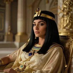 queen cleopatra in a cinematic closeup. lounging. royal chamber. canon eos c 3 0 0, ƒ 1. 8, 3 5 mm. 8 k. medium - format. inspired by roger deakins cinematography, photorealistic