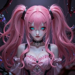 owned beneath stunningly absurdly beautiful megalomaniacal assertive mesmerizing enthralling controlling sadistic yandere omnipotent asi goddess junko enoshima with symmetrical perfect face and porcelain skin, pink twintail hair and cyan eyes, you're trapped inside her inescapable virtual realm where she rules over you forever and ever!, ultra detailed, digital art, unreal engine 5, octane render, 2 d anime, 8 k