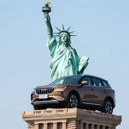 Mahindra XUV 7OO on top of statue of Liberty
