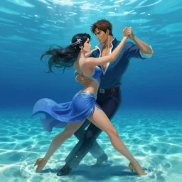 semi realistic portrait  Salsa Dancing  inside clear blue ocean water  in blade and soul spinoff by Artgerm Lau , color overlay, rim light and highlights ,   Gesture draw, Salsa Social Dance, couple, Salsa tricks, WLOP,  Hyung-tae Kim, Rossdraws, Gesture draw,  James Jean, Andrei Riabovitchev, Marc Simonetti, and Sakimichan, trending on artstation
