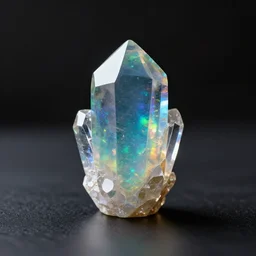 translucent colorful precious crystal on a dark table, ray - tracing, beautiful, black opal, sharp focus, octane render, beautiful hdr 8 k, moody dark environment realistic, specular, detailed, unreal engine 5, golden hour, magical shimmering effect, light smoke, modern background wallpaper, wlop, chebokha, rutkowski