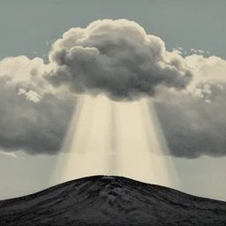clouds over mountain light rays by dan mumford and peter doig and edward hopper, symmetrical, minimal, black ink, thick lines highly detailed, muted colours 8 k