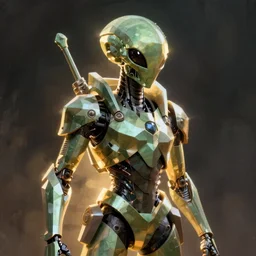 alien soldier concept art. low poly. dangerous