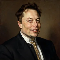 A Renaissance portrait painting of Elon Musk smiling