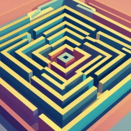 colorful, digital art, 3 d labyrinth, similar to relativity by m. c. escher
