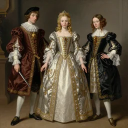 elegant princes in baroque dress, misa amane, battle angel alita. by rembrandt 1 6 6 7, illustration