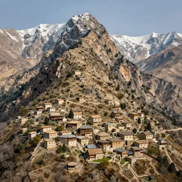kurdish village atop a mountain art by martin ansin, highly detailed, 8 k, high resolution, award winning art, incredibly intricate