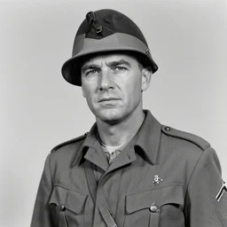 Dr frasier crane as an soldier during WW2, grainy monochrome photo