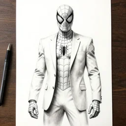 photorealistic. hyperdetailed. drawing. white and black suit. spider - man. by john romita jr.