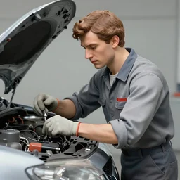 a mechanic working on a car, baroque style